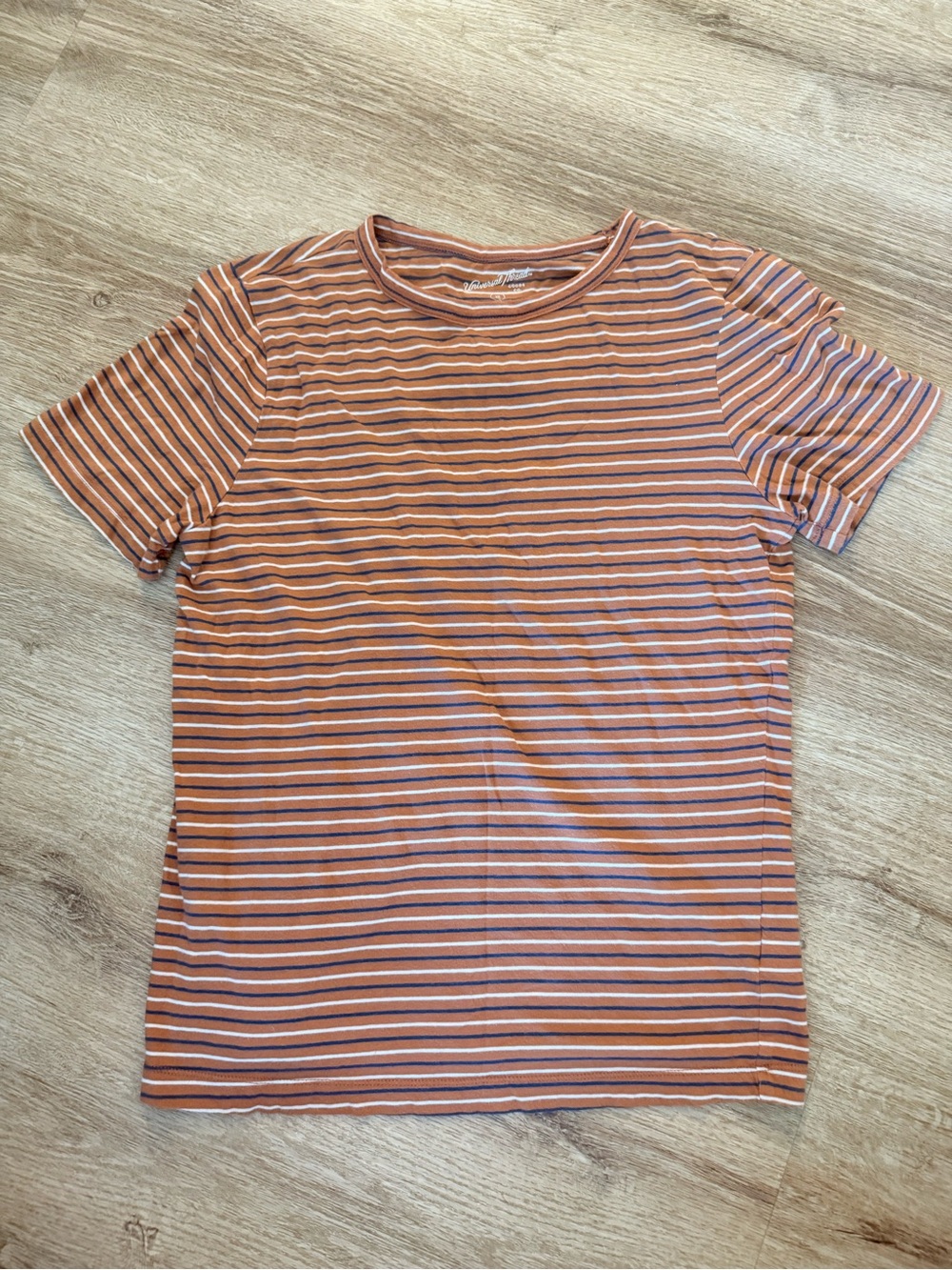 Universal Thread Women's Striped Short Sleeve Tee - Rust, White